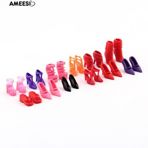 ameesi-ลักษณะที่แตกต่าง-12-คู่สีสันน่ารัก-assorted-สำหรับตุ๊กตาบาร์บี้-doll-รองเท้า