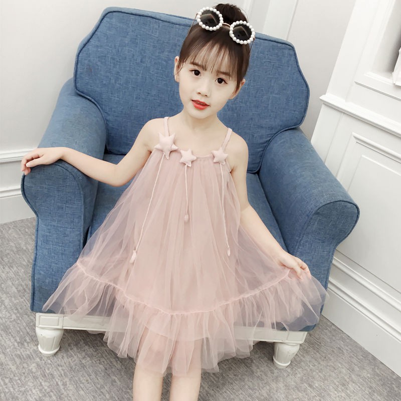 ชุดเดรสเด็กผู้หญิงฤดูร้อน-2020-เสื้อผ้าเด็กใหม่สไตล์ตะวันตกชุดเกาหลีเด็กตัวใหญ่สลิงเจ้าหญิงชุดสาวฤดูร้อน