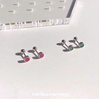 earika.earrings - round gemstone piercing จิวหูเงินแท้รูปวงกลมจี้เพชร (ราคาต่อชิ้น) เหมาะสำหรับคนแพ้ง่าย