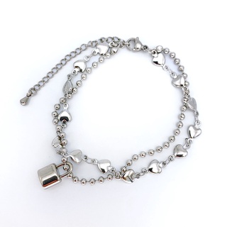 🇰🇷byyum🇰🇷Handmade products in Korea [ Heart Chain and Padlock Pendant Bracelet]