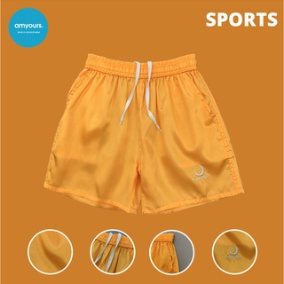 กางเกงกีฬาขาสั้น สีพื้น [New age] มีกระเป๋า เชือกเอว ผ้าแห้งไว กางเกงใส่สบาย ออกกำลังกาย