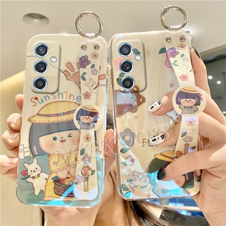 เคส Samsung Galaxy M52 M22 M32 M12 M02 A52S A03S A02S A22 LTE A32 A52 A72 A12 A02 4G 5G Phone Case Rhinestone Bling Softcase Glitter Lovely Cute Cartoon Flower Sun Girl Blu-ray Back Cover เคสโทรศัพท์ SamsungM52 with Wristband Stand Holder Casing