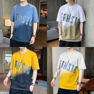 สินค้า TS MEN เสื้อยืดคอกลมแขนสั้น เสื้อไล่โทนสี เสื้อยืดoversize เสื้อยืดชาย (มี4สี)รุ่น 0079