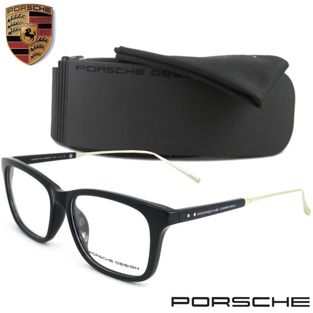 porsche-แว่นตา-รุ่น-9287-c-5-สีดำเงาขาทอง-กรอบเต็ม-ขาข้อต่อ-พลาสติก-พีซี-เกรด-เอ-สำหรับตัดเลนส์-กรอบแว่นตา-eyeglass