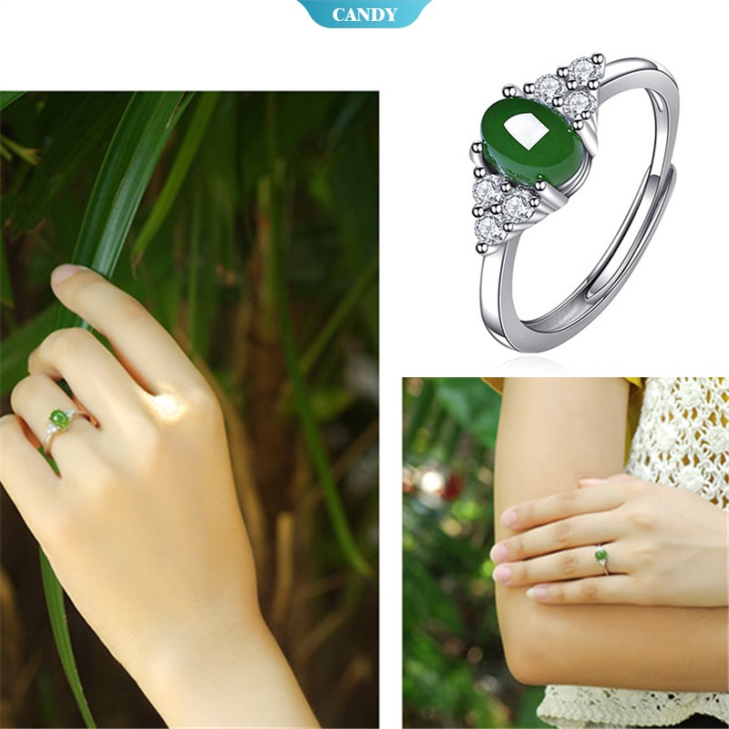 แหวนเงินแท้-เกรด-s-925-ประดับเพทาย-ทรงวงรี-สีเขียวมรกต-เหมาะกับของขวัญแต่งงาน-สําหรับผู้หญิง