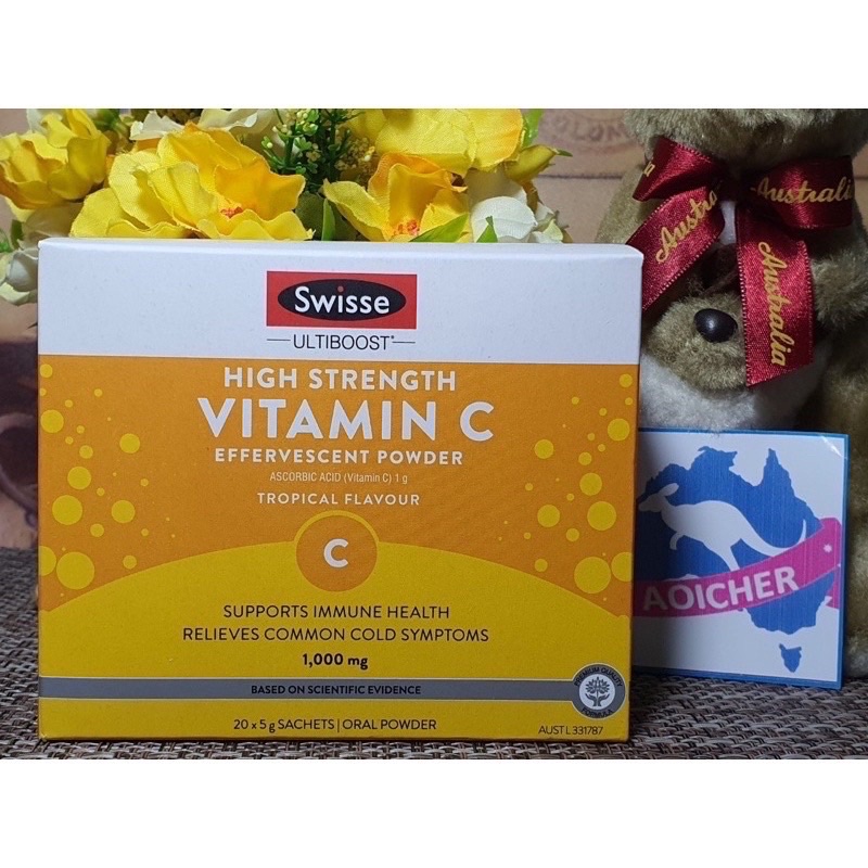 Swisse Vitamin C Effervescent Powder 1000 mg วิตามินซี แบบผง 5 กรัม มี