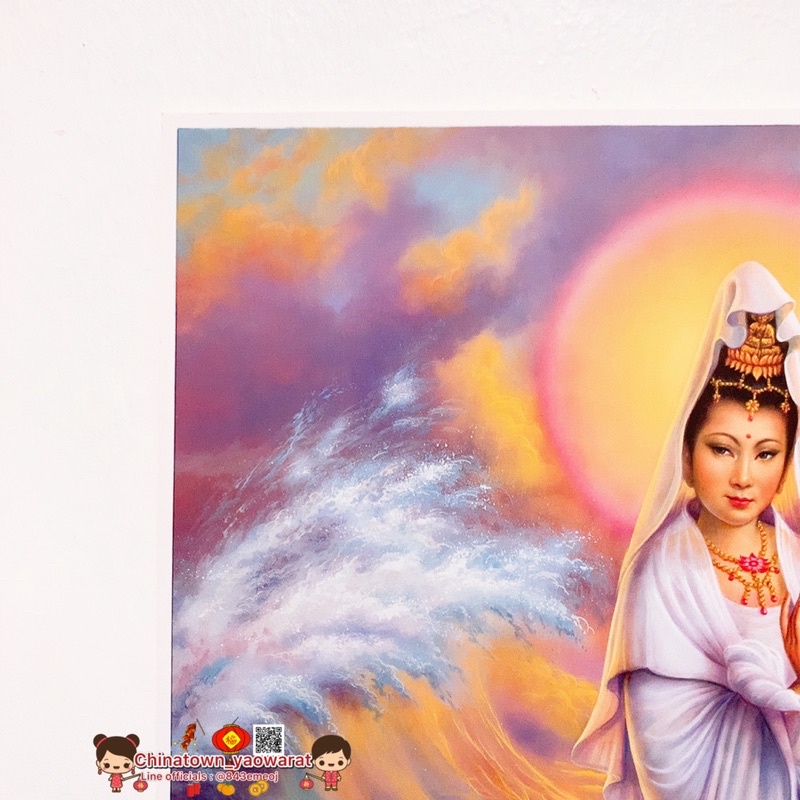 ภาพมงคล-เจ้าแม่กวนอิม-ยืนปลามังกร-หลังแดง-ขนาดภาพ15x21นิ้ว-38x54cm-ฮวงจุ้ย-ภาพฮวงจุ้ย-พระโพธิสัตว์กวนอิม-เทพเจ้าจีน