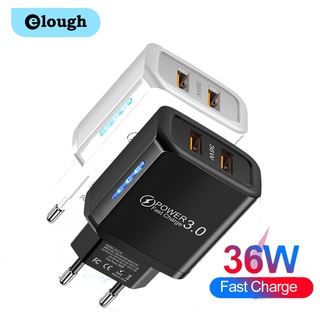 Elough หัวชาร์จ USB 36W พร้อมไฟ LED พอร์ตคู่ สําหรับเดินทาง