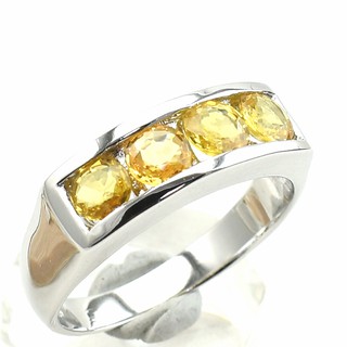 💎T253 แหวนพลอยแท้ แหวนเงินแท้ชุบทองคำขาว พลอยบุษราคัมแท้ 100%