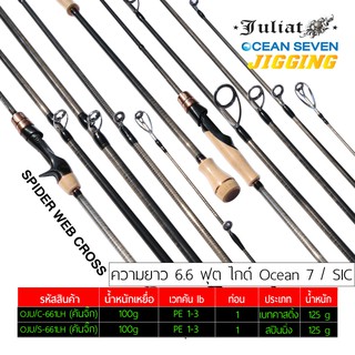 คัน JIGGING Juliat เบท สปินนิ่ง PE 1-3 MAX LURE 100g ยาว 6.6ฟุต 1ท่อน คันจิ๊กกิ้งจูเลียส