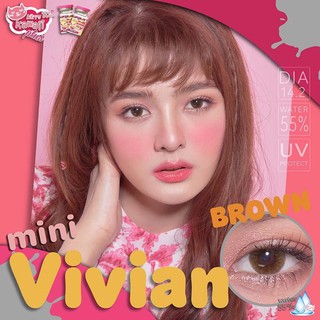 mini Vivian Brown (1)(2) สีน้ำตาล ขอบฟุ้ง ตาโต ลายสวย น้ำตาล ตาหวาน Kitty Kawaii Contact Lens คอนแทคเลนส์ ค่าสายตา