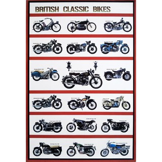 โปสเตอร์ british classic bikes รถ คลาสสิค รถ จักรยานยนต์ มอเตอร์ไซค์ โปสเตอร์ติดผนัง ภาพติดผนังสวยๆ poster