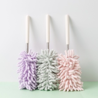 แปรงปัดฝุ่น Chenille สเตนเลส ยืดไสลด์ได้ คุณภาพสูง / แปรงทําความสะอาดฝุ่น ปรับขนาด สไตล์นอร์ดิก / ไม้ถูพื้น ผ้าสักหลาด ขนาดเล็ก สําหรับประตูหน้าต่างรถยนต์