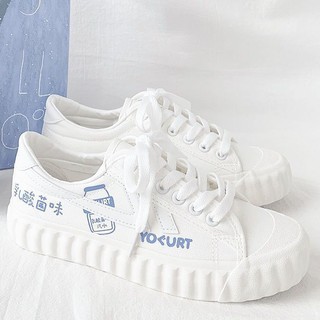 สินค้า 🔥Hot Sale🔥รองเท้าผ้าใบผู้หญิง ow joint รุ่นเกาหลีรองเท้าเพ้นท์มือ 2020 ฤดูใบไม้ผลิสีขาวรองเท้านักเรียนรองเท้าผ้าใบทุกแ