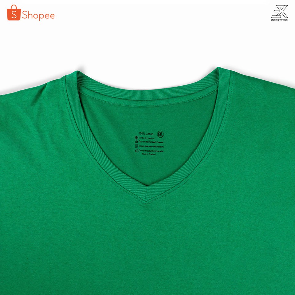 expogarment-เสื้อยืดสีเขียวสด-ไซต์ใหญ่-คอกลม-คอวี-คอตตอน100-ไซส์2xl-6xl