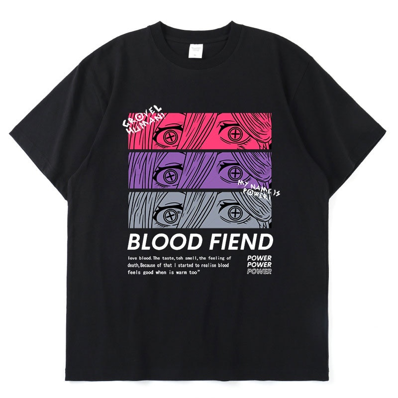 เสื้อยืดโอเวอร์ไซส์เสื้อยืดแขนสั้น-พิมพ์ลายกราฟฟิค-chainsaw-man-power-blood-fiend-สไตล์ฮาราจูกุ-สตรีท-สําหรับผู้ชาย-และผ