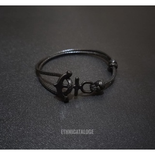 Hitam สร้อยข้อมือเชือกเหล็ก สีดํา พรีเมี่ยม | สร้อยข้อมือเชือกสไลด์ ปรับได้ เรียบง่าย