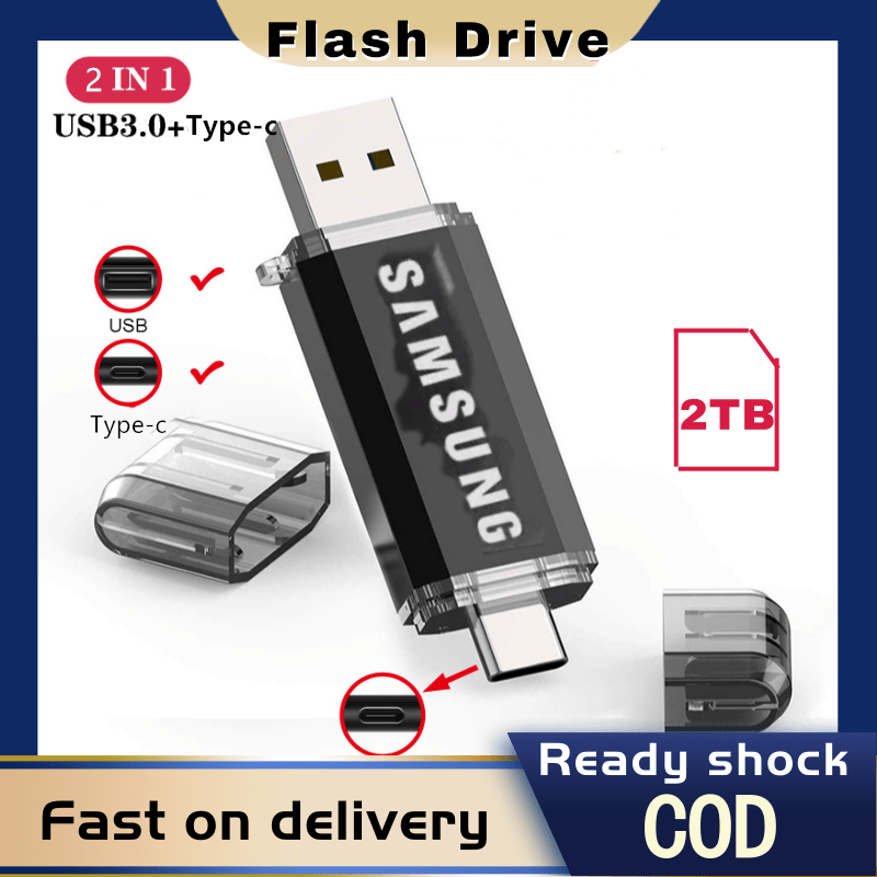ภาพหน้าปกสินค้า+ COD  Samsung USB 3.0 OTG USB Flash Drive 2TB Pen Drive 2 in 1 Type C & Micro USB Stick ขายของแท้กันน้ำ 3.0 แฟลชไดรฟ์ความเร็วสูงสำหรับ Android Pendrive 256GB 512GB