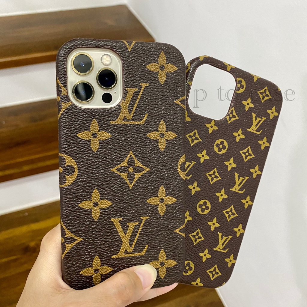 Brown lv leather phone case – casehut
