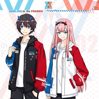 TEAM เสื้อแจ็คเก็ตมีฮู้ดพิมพ์ลาย Anime Darling In The Franxx 02 Zero Two National