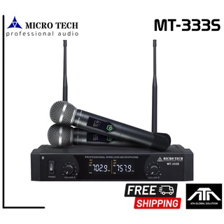 ไมโครโฟนไร้สาย Microtech MT-333S ปรับความถี่ได้ ไม่มีกระเป๋า คลื่นความถี่ใหม่ ไมค์ลอยมือถือคู่ UHF micro tech mt333s