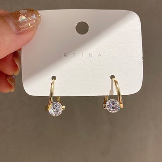 Electroplating diamond geometric ear buckle design earrings temperament wind girl earrings female for girls for women lo