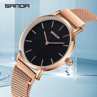 SANDA 7mm Super Slim Rose gold Stainless Steel Watches Women Top Brand Luxury Casual Clock Ladies Wrist Watch Relogio Fe