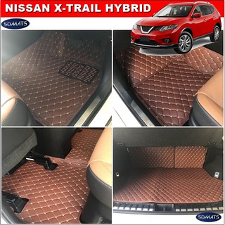 พรมปูพื้นรถยนต์6D NISSAN X-TRAIL HYBRID พรม6D สีน้ำตาล เต็มคัน รวมแผ่นท้าย+ปิดเบาะ เข้ารูป100%