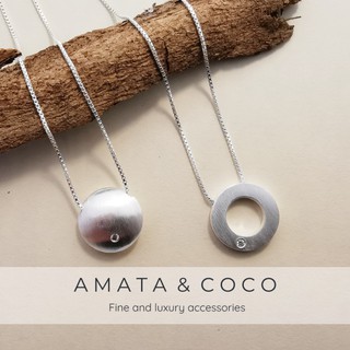 Amata & CoCo สร้อยคอเงินแฟชั่น สร้อยคอพร้อมจี้ รูปทรงกลม