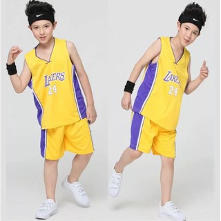 ชุดกีฬาบาสเด็กน่ารัก เสื้อกล้าม laker 24 พร้อมกางเกง