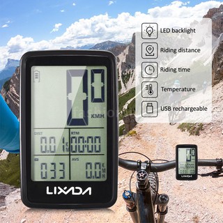 Lixada อุปกรณ์วัดระยะทางไร้สายแบบชาร์จ USB สำหรับวัดความเร็วและระยะทางจักรยาน