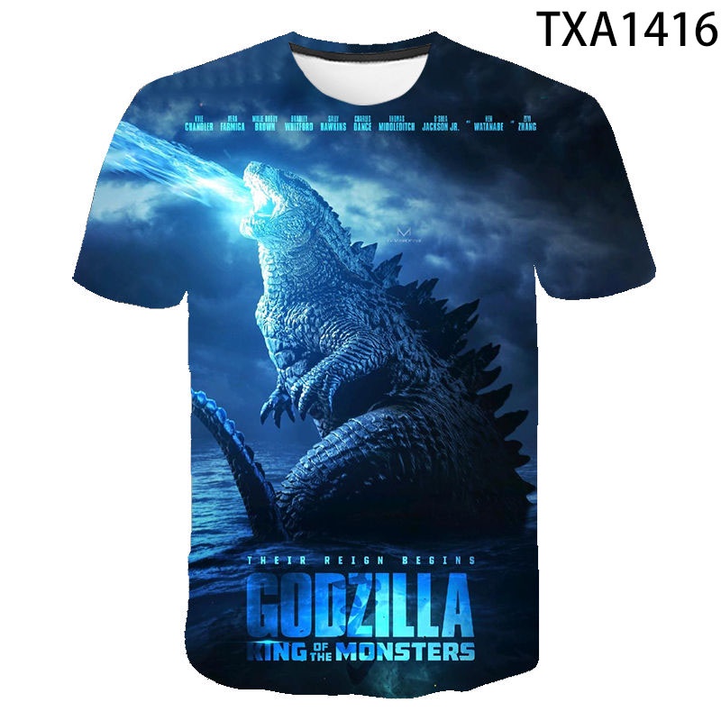 เสื้อยืดแขนสั้น-พิมพ์ลายการ์ตูนอนิเมะ-godzilla-แฟชั่นฤดูร้อน-สําหรับเด็กผู้ชาย-และเด็กผู้หญิง