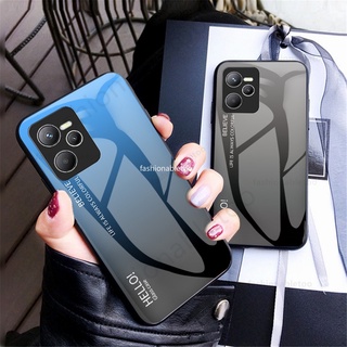 เคสโทรศัพท์มือถือกระจกนิรภัย TPU นิ่ม ขอบแข็ง กันกระแทก ไล่โทนสี สําหรับ Realme C35 C31 C 35 C 31 Realme Narzo 50A prime 50A 50i Narzo50i Narzo50A