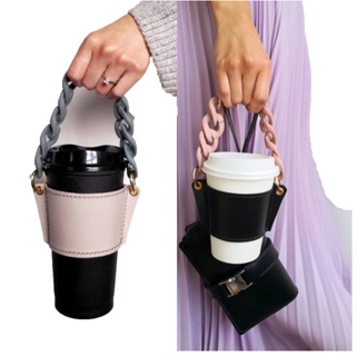 Coffee Purse กระเป๋าใส่แก้วกาแฟตัวกระเป๋าหนังโซ่คล้องมือ สายคล้องแก้ว โซ่คล้องแก้ว สินค้าพร้อมส่งไม่ต้องรอจ้า