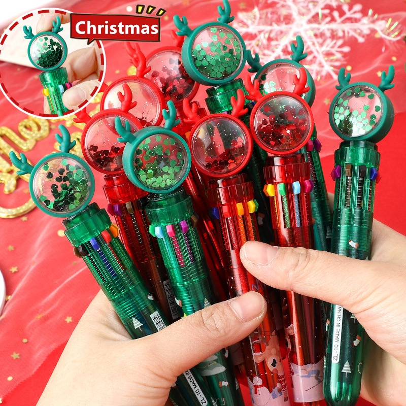 ภาพหน้าปกสินค้าปากกาลูกลื่น ลายคริสต์มาส 10 สี เครื่องเขียน สําหรับโรงเรียน สํานักงาน ของขวัญ จากร้าน vison88.th บน Shopee