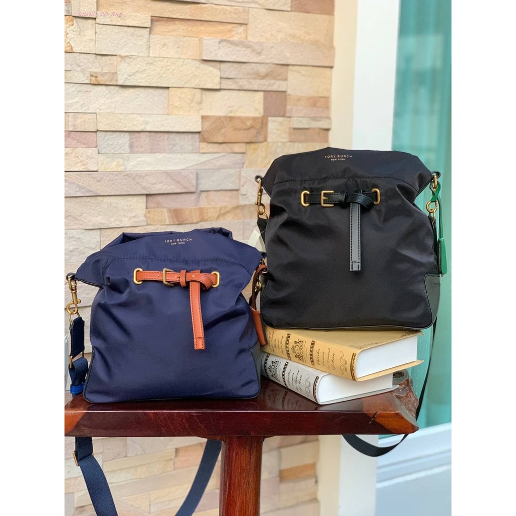 Tory burch perry nylon drawstring bucket bag sale