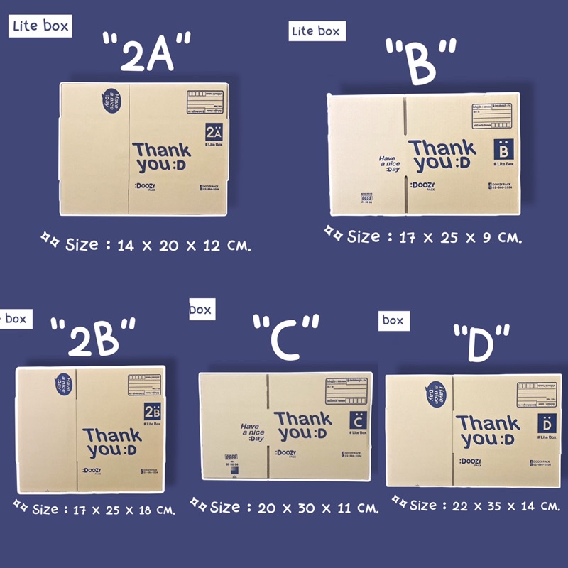 ภาพสินค้า(ใส่RCWFEVKDลด30) แพ็คละ 10 ใบ กล่องไปรษณีย์ สีน้ำเงิน พัสดุ เบอร์ 00/0/0+4/A/AA/B/2B/C/D ลายThank you จากร้าน dtacjjj บน Shopee ภาพที่ 3