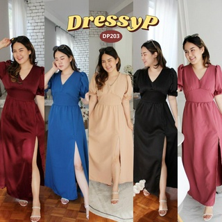 🌸DressyPพร้อมส่ง🌸NEW!!! DP203 เดรสยาวคอวี ผ่าหน้า เรียบหรูดูแพง งานสั่งตัด ชุดสวยใส่ไปงาน เนื้อผ้าอยู่ทรงสวย มีน้ำหนัก