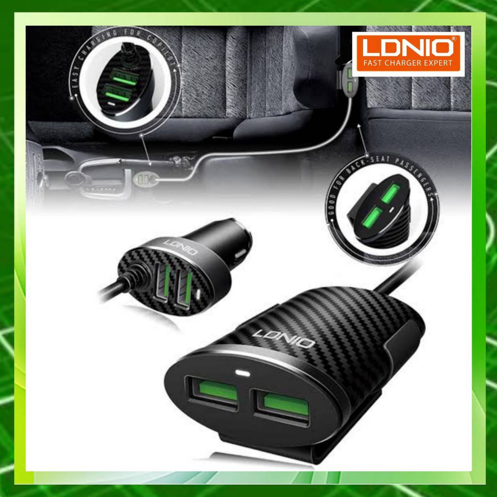 ldnio-c502-ที่ชาร์จมือถือในรถยนต์แปลงที่จุดบุหรี่ในรถยนต์เป็น-4-usb-car-charger-5-1a-auto-id-chip