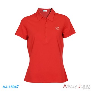 Ariezy Jane AJ-15047 เสื้อโปโลแขนสั้นสีแดงลายปัก ผ้า 100%cotton