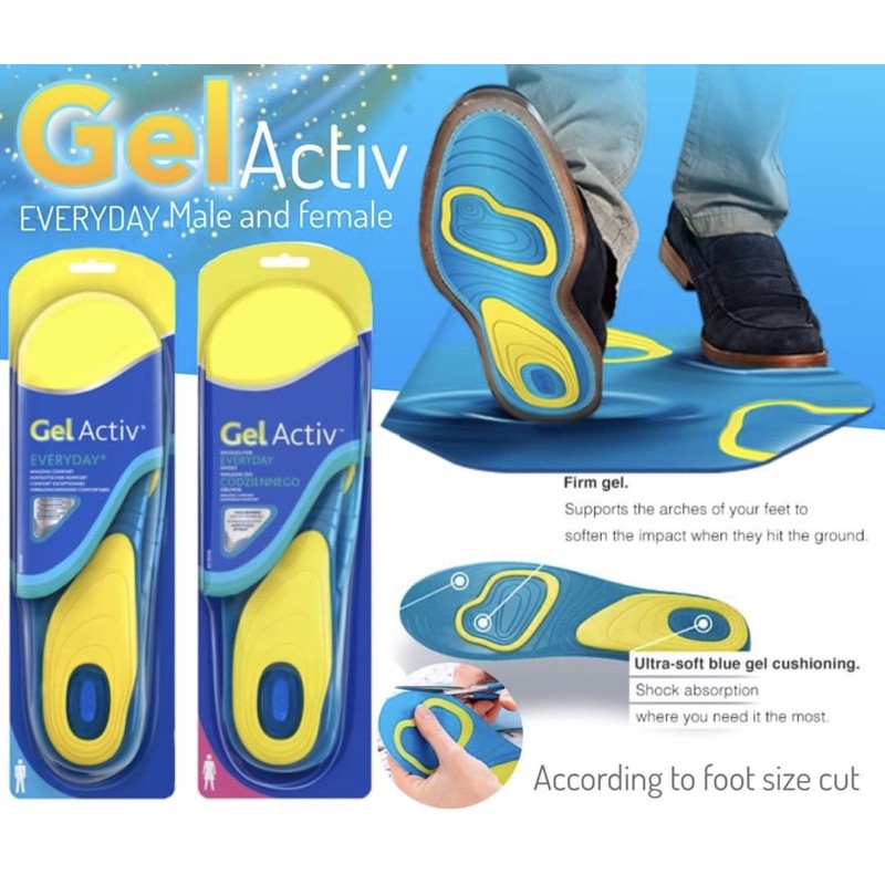 แผ่นเจลรองเท้าเพื่อสุขภาพเท้า-ลดแรงกระแทก-บรรเทาอาการปวดเมื่อย-gel-activ