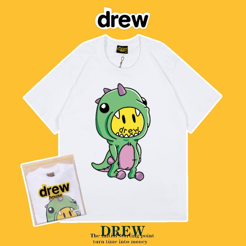 Drew House เสื้อยืดลําลองสําหรับผู้ชายผู้หญิงผ้าฝ้ายแขนสั้นพิมพ์ลาย ...