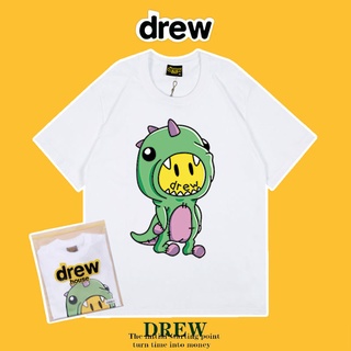 bh Drew House เสื้อยืดลําลองสําหรับผู้ชายผู้หญิงผ้าฝ้ายแขนสั้นพิมพ์ลาย Justin Dinosaur ทรงหลวม