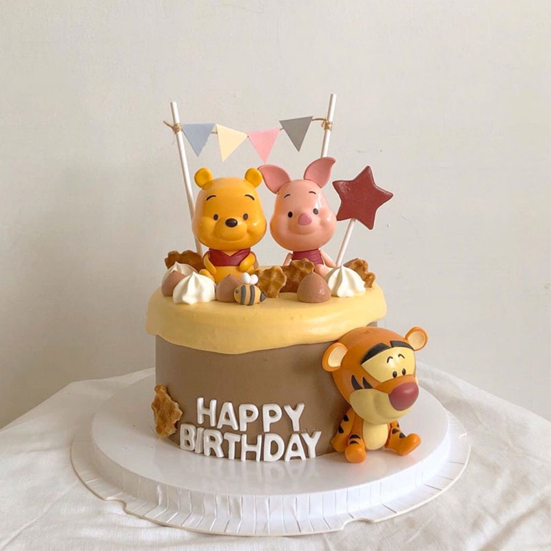 ป้ายท็อปเปอร์-ลายการ์ตูน-disney-winnie-the-pooh-mickey-minnie-daisy-สําหรับตกแต่งเค้กวันเกิดเด็ก