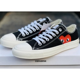 พร้อมส่ง! คอนเวิร์สหัวใจ❤️รองเท้าผ้าใบหุ้มส้นสีดำ Comme des Garçons PLAY x Converse Chuck Taylor-Collection 2022 แท้100%