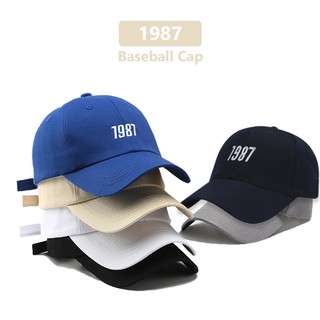 หมวกเบสบอล 1987 การออกแบบเย็บปักถักร้อยผ้าฝ้ายสำหรับผู้ชายและผู้หญิงสายรัดปรับได้กีฬากลางแจ้งหมวกป้องกันแสงแดด