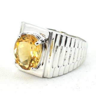 💎T067 แหวนพลอยแท้ แหวนเงินแท้ชุบทองคำขาว พลอยซิทรินแท้ 100%