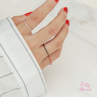 Pretty Moment แหวนสามสี ขาว แดง ดำแหวนนิ้วชี้ การงาน เจริญก้าวหน้า แหวนสามสี บาง 1 mm สแตนเลส โดนสารเคมีได้