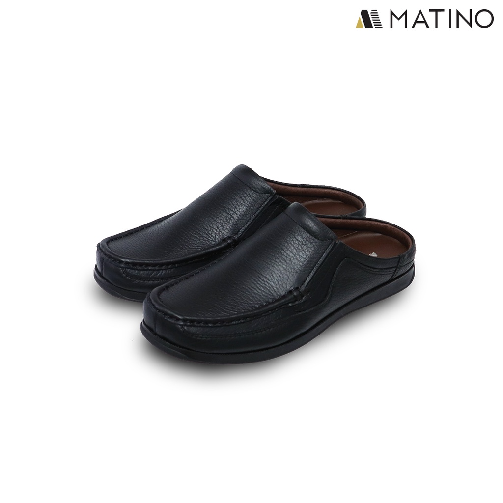 ภาพหน้าปกสินค้าMATINO SHOES รองเท้าเปิดส้นหนังแท้ รุ่น MC/S 1601 - BLACK/TARO จากร้าน matinoshoes บน Shopee