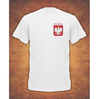 ROUND คอลูกเรือเสื้อยืดลําลอง ผ้าฝ้าย แขนสั้น คอกลม พิมพ์ลาย Koszulka Polska Poland Football Kibic สีขาว สไตล์เกาหลี สํา